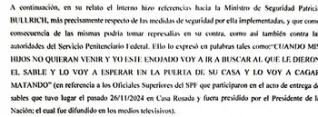 La amenaza del líder de "Los Monos" a los agentes penitenciarios premiados por Milei