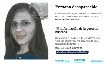 La recompensa de $5 millones del Ministerio de Seguridad para quien aporte datos sobre el paradero de Cash
