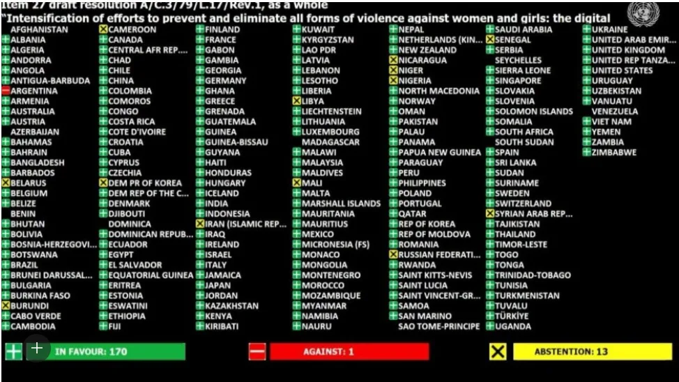 Argentina fue el único país del mundo que votó en contra de eliminar la violencia contra mujeres y niñas
