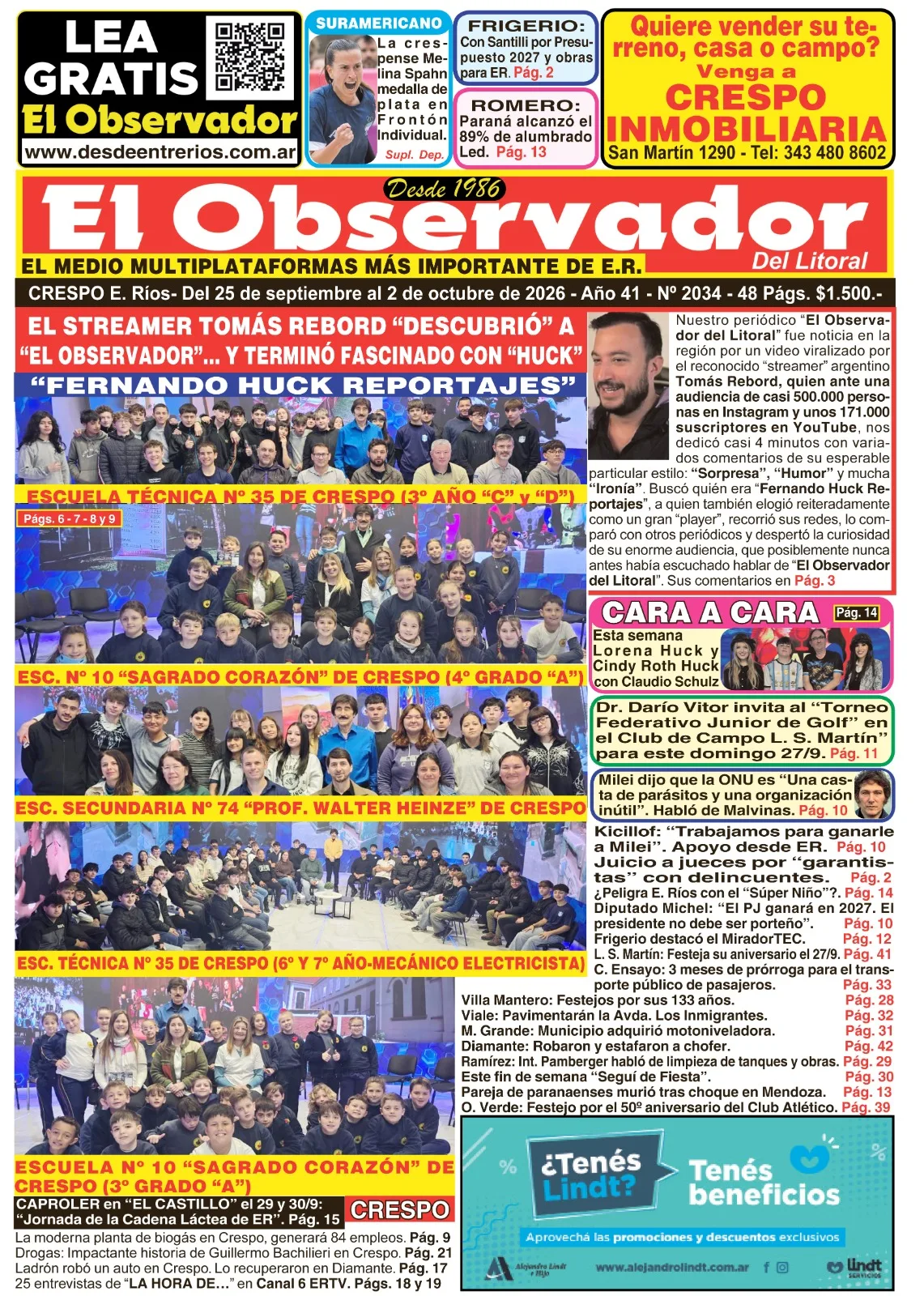 Tapa de El Observador del Litoral