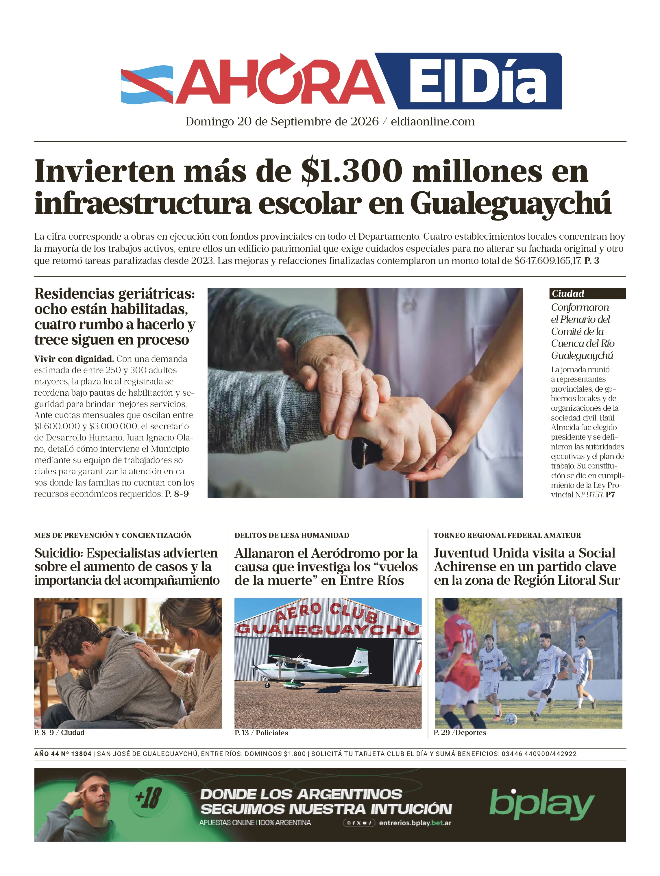 Tapa de El Diario de Gualeguaychú