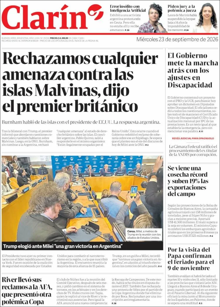 Tapa de Clarín