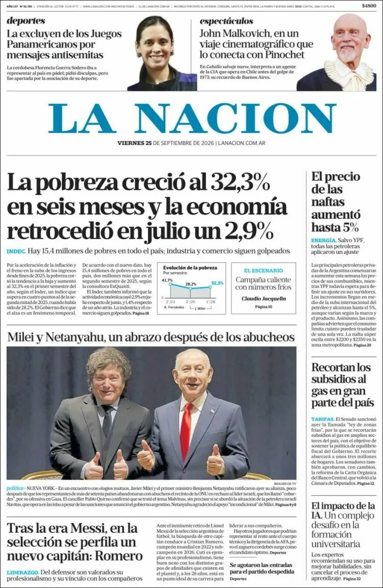 Tapa de La Nación