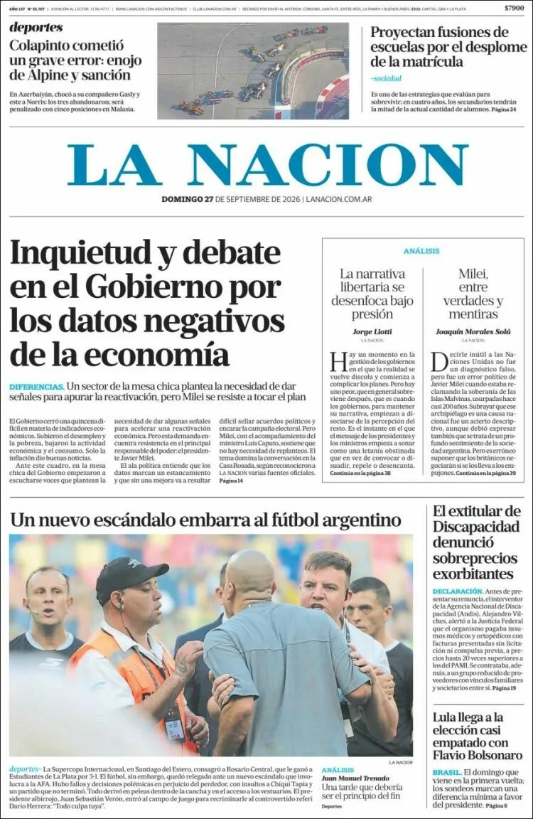 Tapa de La Nación
