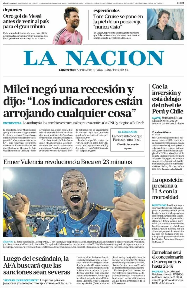 Tapa de La Nación