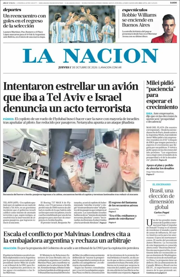 Tapa de La Nación