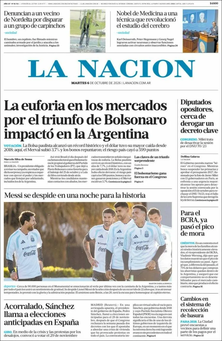 Tapa de La Nación